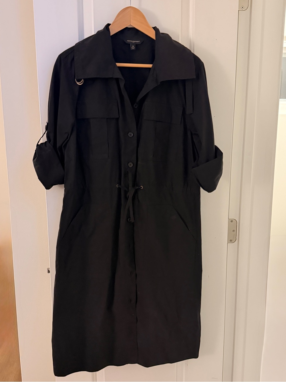 Banana Republic Trench-Back Shirtdress - Black - Size Medium
